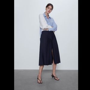 Zara pleated color block patchwork dress